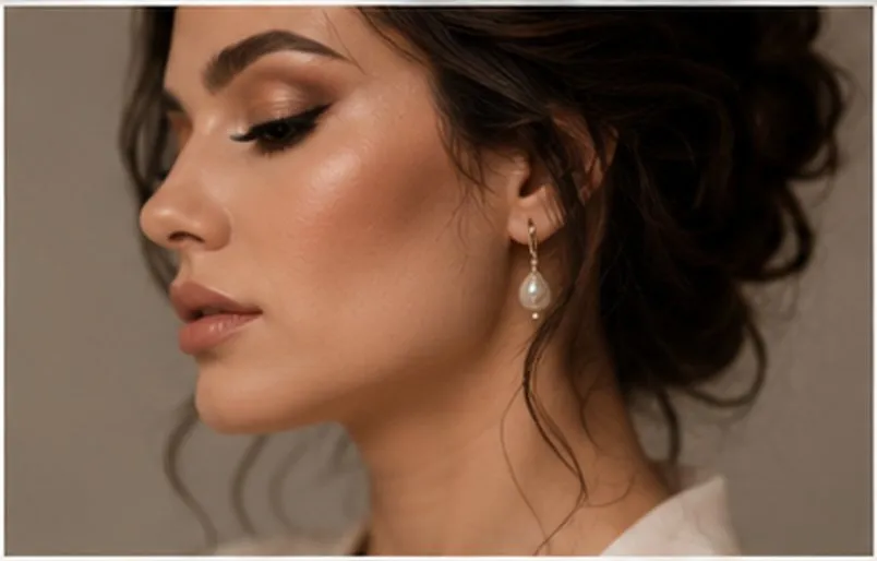 Profil modelki w makijażu okolicznościowym